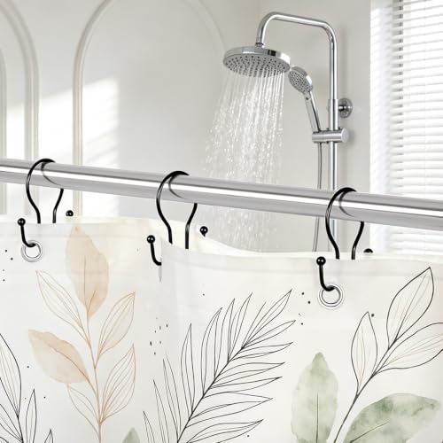 Resze Black 12PCS Heavy-Duty Metal Shower Curtain Hooks - Rust-Resistant & Smooth Gliding