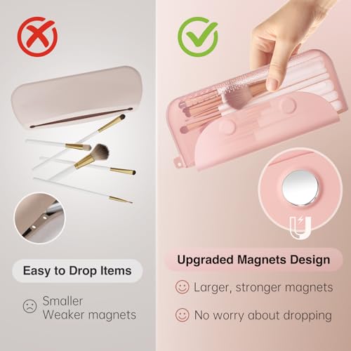 Large Silicone Makeup Brush Holder Magnetic Travel Case White