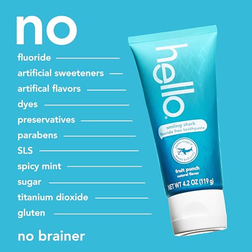 Hello Smiling Shark Fluoride Free Kids Toothpaste Fruit Punch 4.2 oz