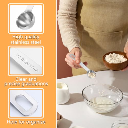 Lusofie 2 PCS Stainless Steel Measuring Spoons 7.5ml for Cooking