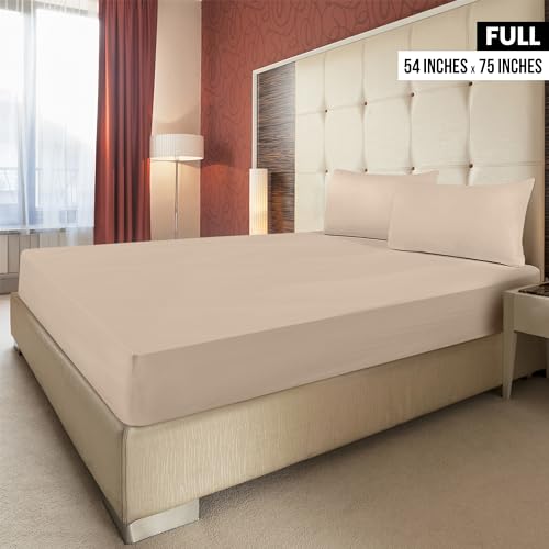 Utopia Bedding Pack of 2 Full Fitted Sheets - 15 Inch Deep Pocket, Beige