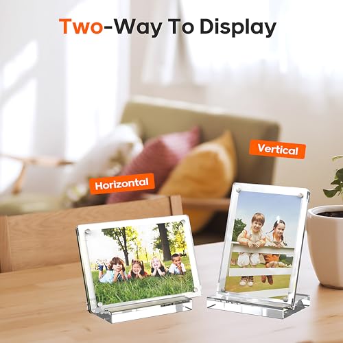 2 Pack Magnetic Acrylic Picture Frames 2.4x3.5 for Desk & Fridge
