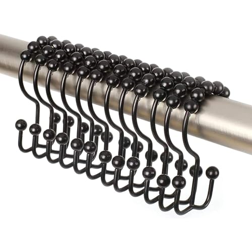 2 Lb. Depot Double Shower Curtain Hooks, Rust-Resistant Matte Black, 12-Pack