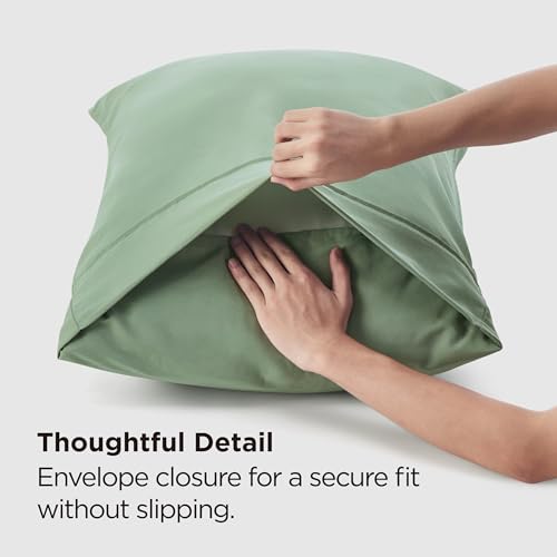 Bedsure Standard Pillow Cases Set of 2 - Sage Green 20x26 Inches