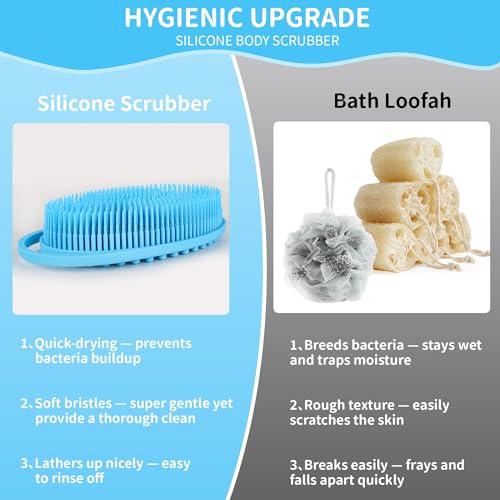 Silicone Body Scrubber 2 Pack - Soft Exfoliating Shower Brush