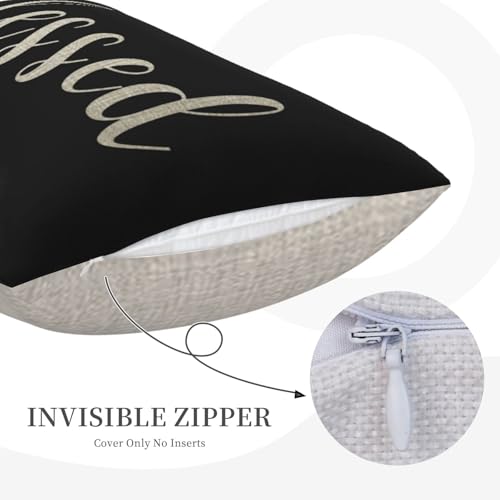 Inspirational Blessed Words Throw Pillow Cover, 12x20 Inches