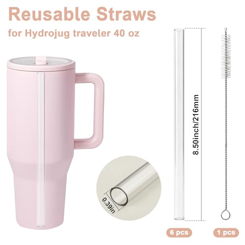 Sipcupmate Replacement Straws for Hydrojug Traveler 40oz, 6-Pack with Brush