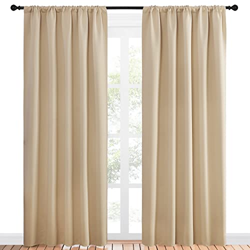 NICETOWN Room Darkening Curtains, Biscotti Beige, 52" x 84" (Set of 2)