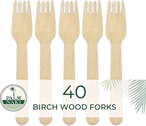 Eco-Friendly Birchwood Cutlery Set - 40 Disposable Forks