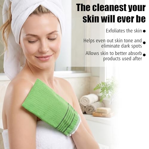 Korean Exfoliating Washcloth and Mitt Set for Body Back Shower