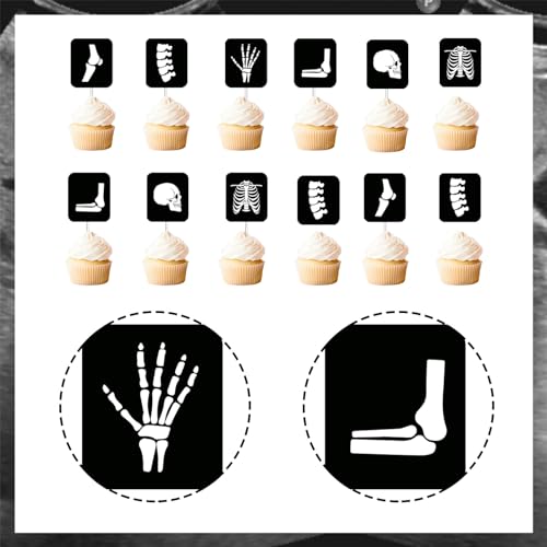 24Pcs Radiology Cupcake Toppers Double Sided X-Ray Tech Graduation Decor