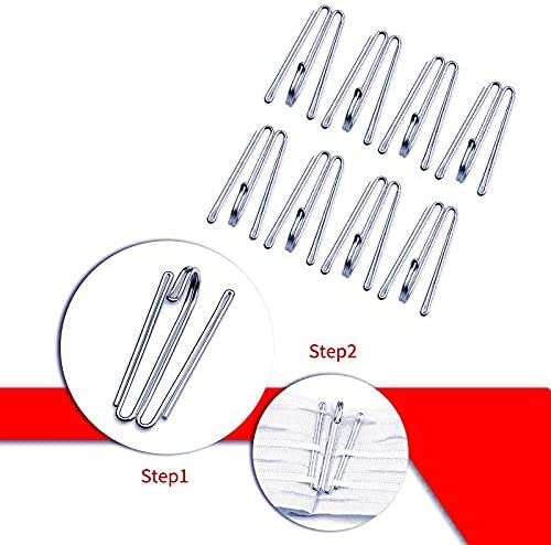 Kilymezh W-Shape Metal Curtain Hooks - 2-Prong Pinch Pleat (20 Pack)