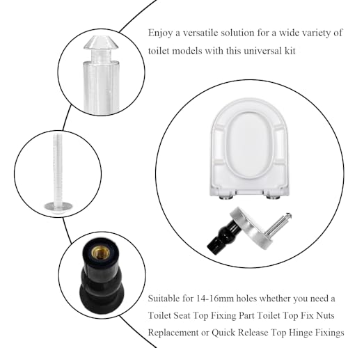 Universal Toilet Seat Hinge Bolts Kit - Adjustable, Easy Install
