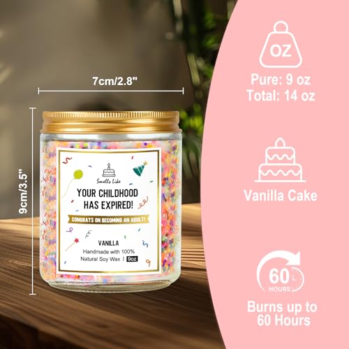 Happy 18th Birthday Candle for Boys & Girls - Soy Wax, Vanilla Scented