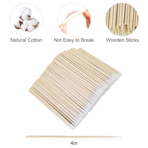 Egaageoi 4-Inch Pointed Cotton Swabs with Wood Sticks - 200 Count