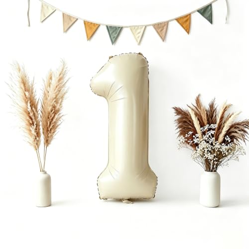 CARGEN 40-Inch Creamy White Number 1 Balloon for Parties