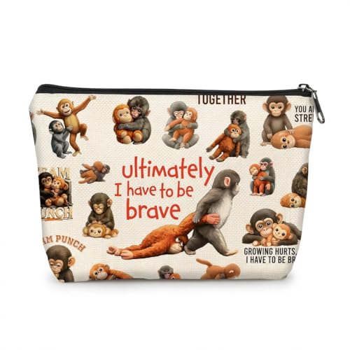 Brave Monkey Cosmetic Bag Inspirational Makeup Pouch Travel Organizer