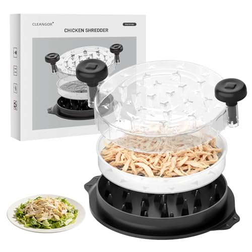Cleangor Chicken Shredder Tool - Black Meat Shredder with Clear Lid