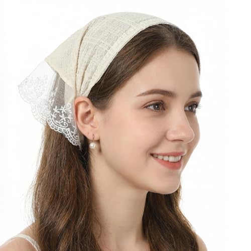 Tucnoeu 2 Pcs Vintage Lace Triangle Head Scarf for Women Headband
