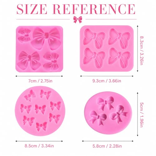 4 Pack Silicone Bow Molds for Cake Decorating and Candy Making