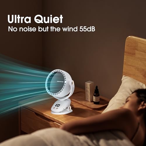 Portable Clip-On Fan with 6 Speeds | Rechargeable USB Desk Fan