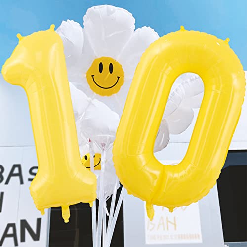 40 Inch Yellow Number 4 Daisy Foil Balloon Set for Birthday