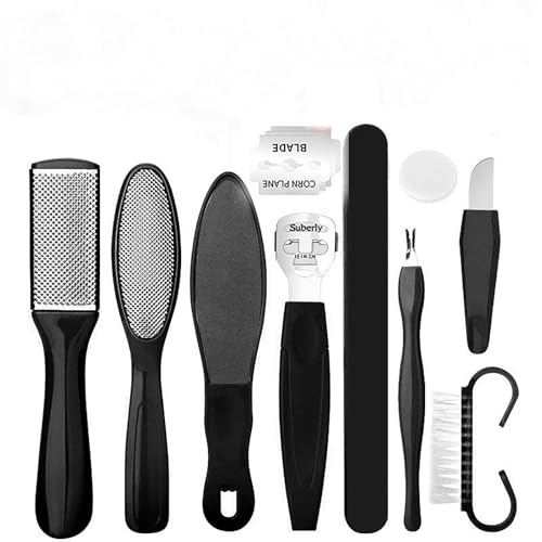 Professional Callus Remover & Metal Foot File Pedicure Kit, Black