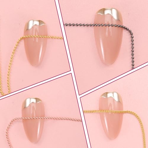 Metal Nail Art Chains 3D Gold Silver Gray Charms 12 Strips