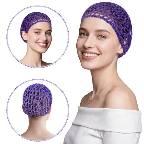 3 Pcs Crochet Hair Nets for Sleeping Breathable Knit Sleep Bonnets