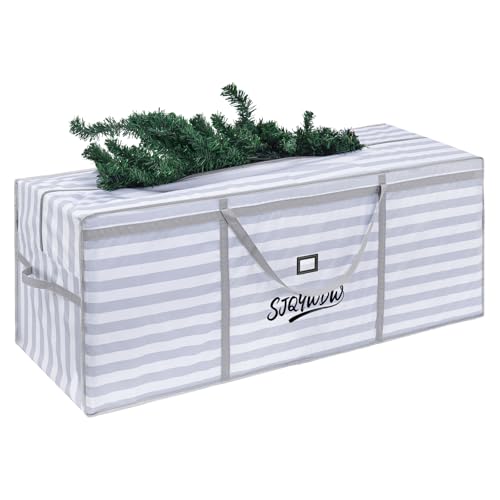Gray White Stripes Christmas Tree Storage Bag 4ft Heavy Duty Reusable