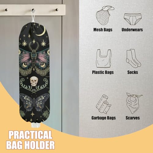 Gothic Moth Butterfly Plastic Bag Holder - Wall Mount Grocery Organizer 0201