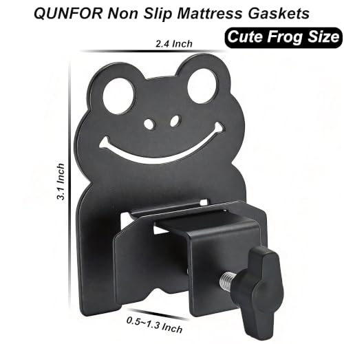 QUNFOR Adjustable Mattress Stopper - Frog Design - 6 Pack Metal Bed Gaskets