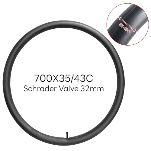 700x35C/36C/38C/40C/42C/43C AV32mm Bike Tube, 700C Replacement Bicycle Inner Tube (Single) Reliable 700 x 35C-43C Bike Inner Tube Schrader Valve for City/Road/Gravel Cycling Scenarios