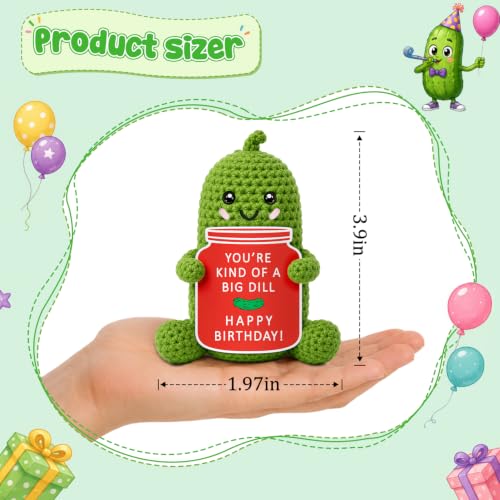 Handmade Crochet Pickle Birthday Gift - Unique Funny Desk Decor