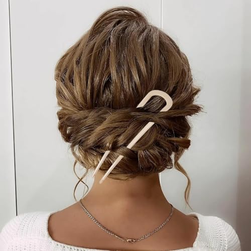 Large U-Shaped Metal Hair Pins Set - 3 Pack French Hair Forks for Buns