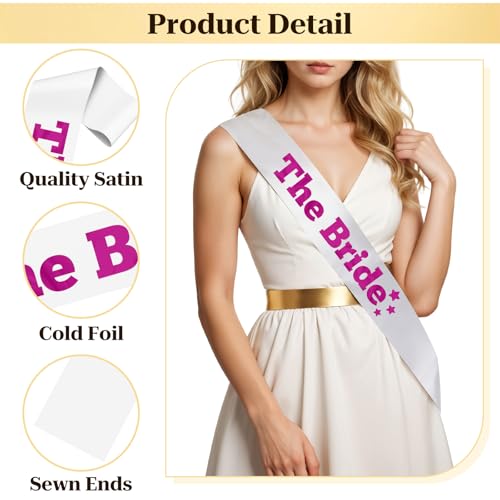 Bride Sash for Bachelorette Party - Satin with Iridescent Lettering