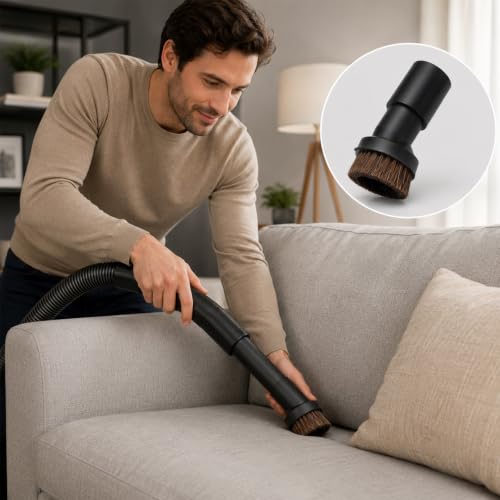 Horse Hair Vacuum Brush Attachment Set - 1-1/4" Round Dusting Brush (2 Pack)