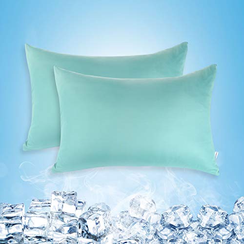 Ailemei Cooling Pillow Cases, Standard Size Set of 2, Double Sided Icy-Jade