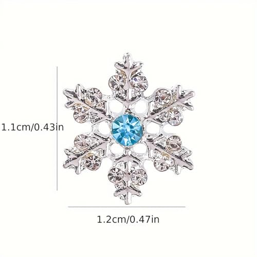 20 Pcs 3D Snowflake Nail Charms Silver Metal Blue Crystal Rhinestones