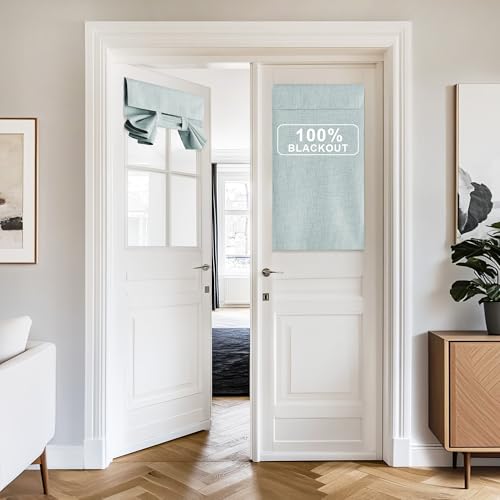 NICETOWN Seafoam Green 100% Blackout French Door Curtain 26" x 64"