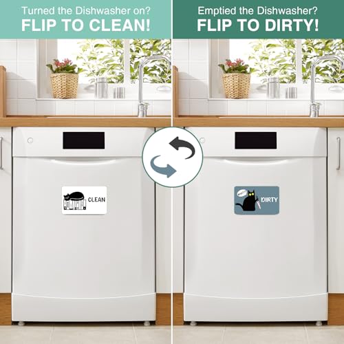 Funny Cat Dishwasher Magnet - Clean Dirty Indicator, Durable Kitchen Decor