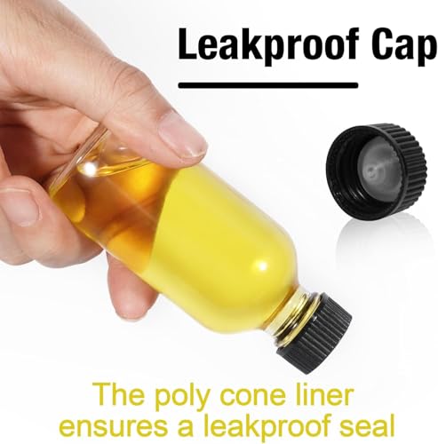 12-Pack 2oz Transparent Glass Bottles with Lids - Leakproof
