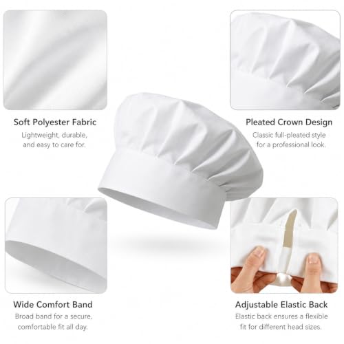 Adjustable Elastic Chef Hat for Men and Women, Kitchen Cooking Cap