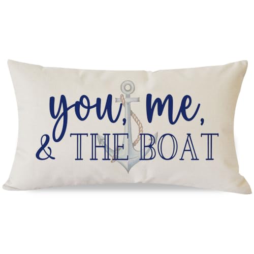 PANDICORN Summer Lake Throw Pillow Cover, 12x20 Inch Coastal Boat Design