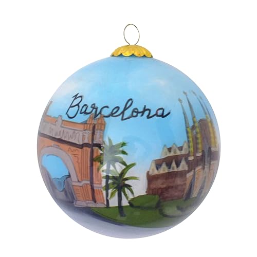 Hand Painted Christmas Ornament - Blown Glass Hanging Tree Decor Europe Barcelona Variation