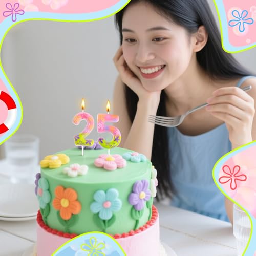 Number 25 Birthday Candle, Underwater Ocean Themed Cake Topper