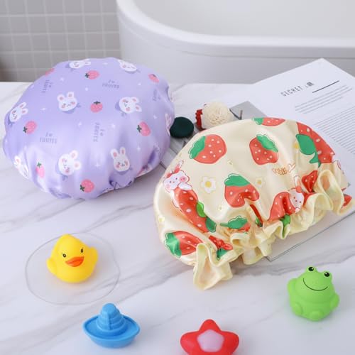 cobee Kids Waterproof Shower Cap, Cute Rabbit Reusable Toddler Bath Bonnet