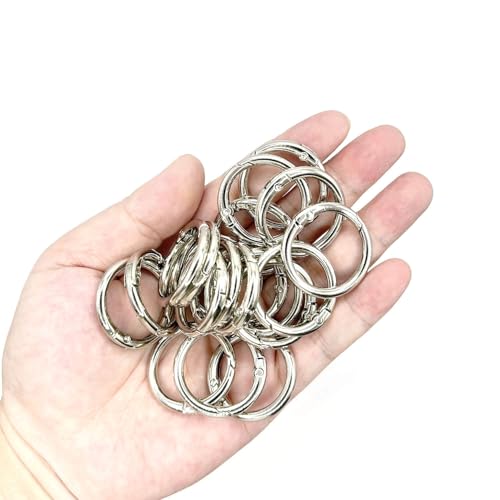 20 Pack 0.75 Inch Keychain Clips£¬Round Small Carabiner Clip for Key, Metal Keyring Hook Buckle Clip (Silver)