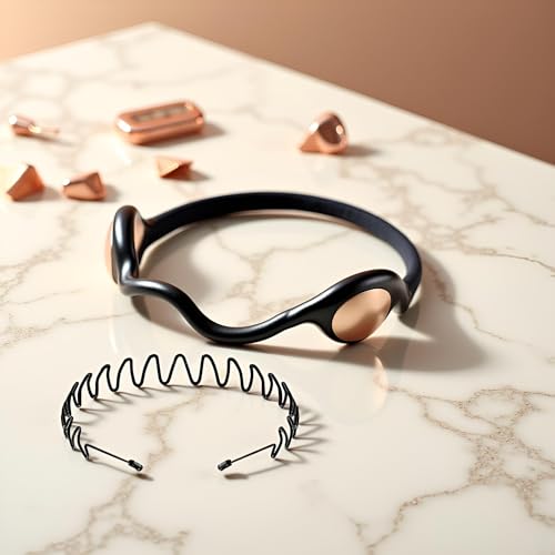 WaigN Black Metal Wavy Headband – Durable Non-Slip Hair Hoop for Men and Women