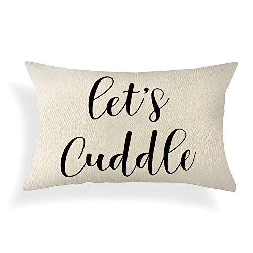 Let's Cuddle Quotes Farmhouse Pillow Covers 12" x 20" Cushion